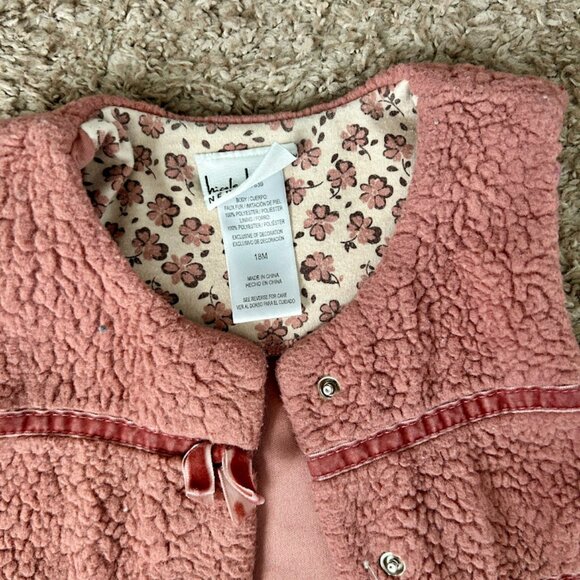 Nicole Miller Sweet Floral Long Sleeve Tee w Matching Fuzzy Pink Vest I Size 18M - Picture 11 of 11